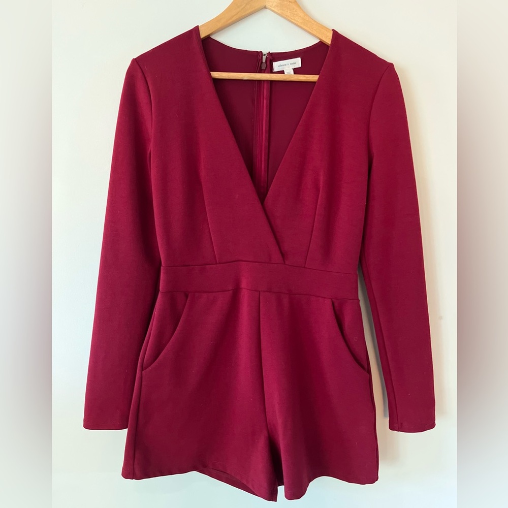 Silence + Noise Red Long Sleeve Romper Size Small